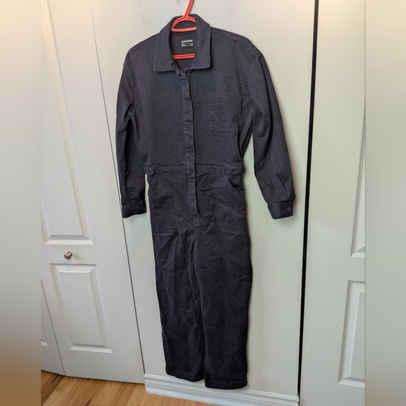 Frank & Oak Pants - FRANK & OAK Women Romper Size M Navy Blue Straight Leg Buttons Closure